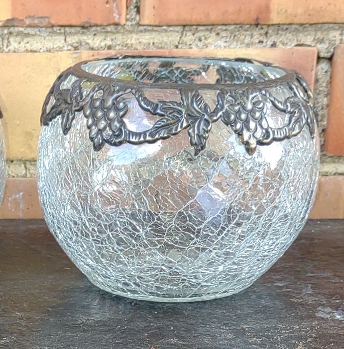 CRACKLE GLASS ROSE BOWL