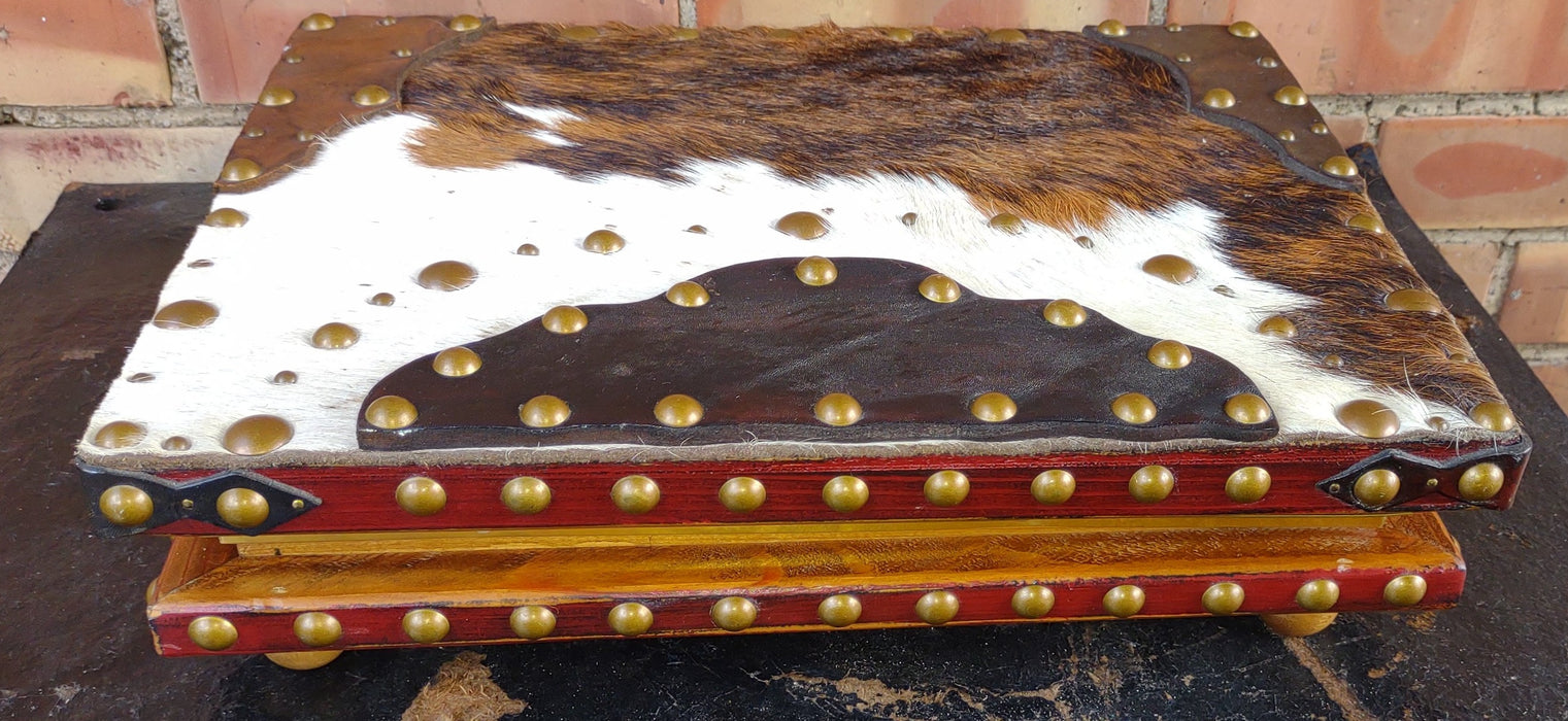 COWHIDE COVERED WOOD BOX