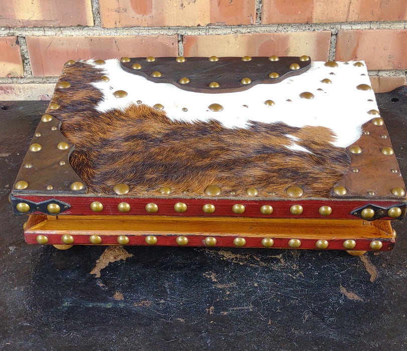 COWHIDE COVERED WOOD BOX