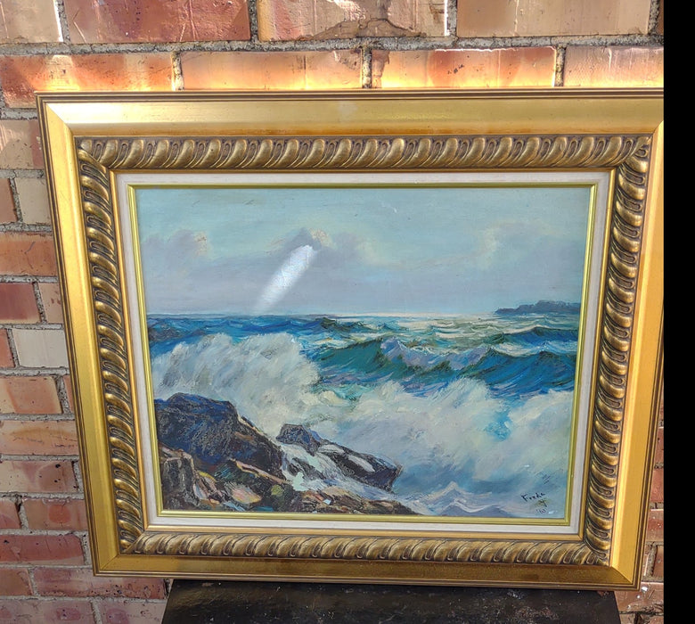 SEASCAPE OIL PAINTING IN GOLD FRAME