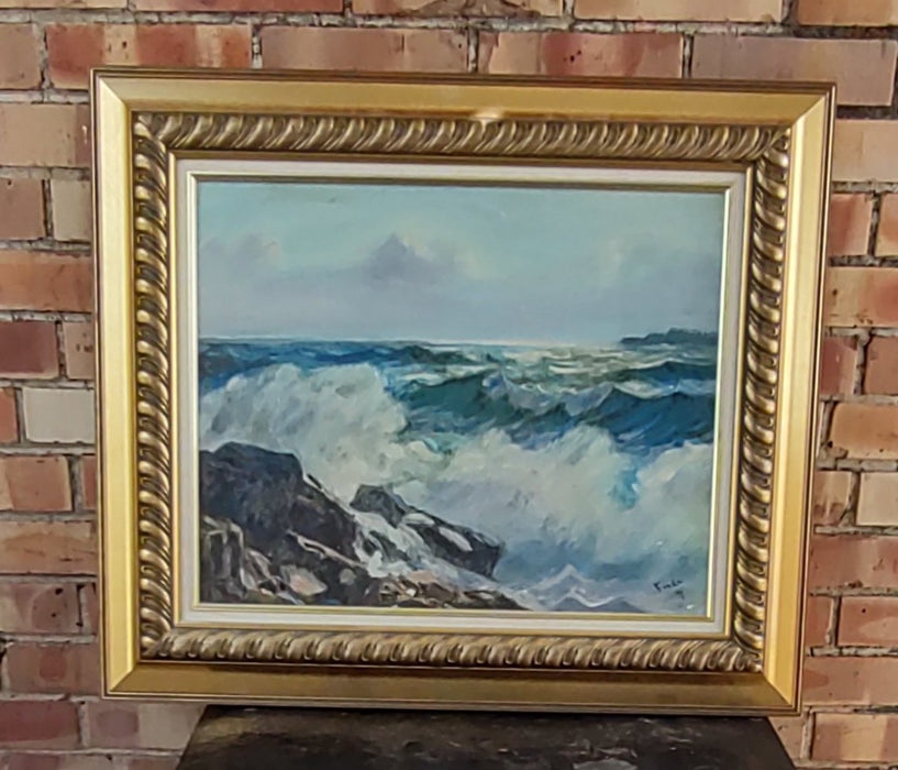 SEASCAPE OIL PAINTING IN GOLD FRAME