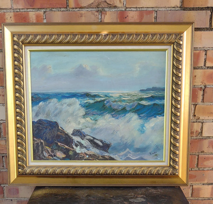 SEASCAPE OIL PAINTING IN GOLD FRAME