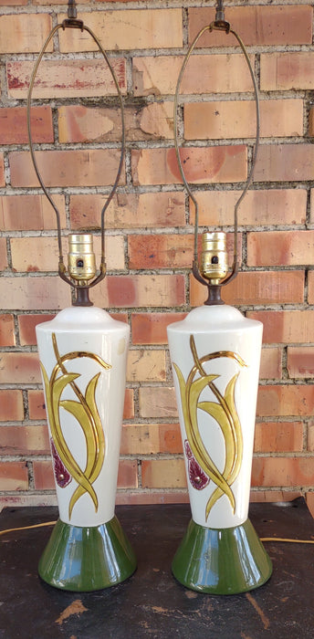 PAIR OF MIDCENTURY POTTERY LAMPS