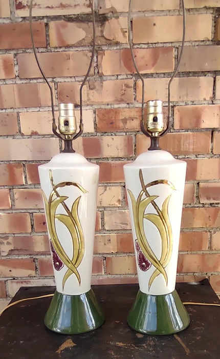 PAIR OF MIDCENTURY POTTERY LAMPS