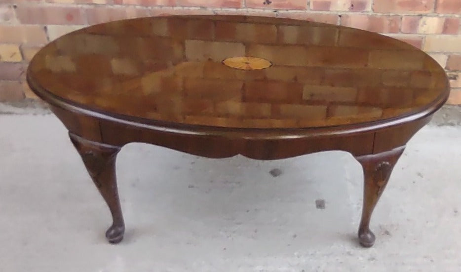 QUEEN ANNE COFFEE TABLE WITH INLAY-NOT OLD