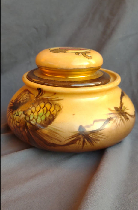 MASONC PINE CONE PAINTED HUMADOR WITH LID