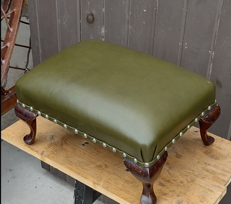 TINY GREEN UPHOLSTERED STOOL