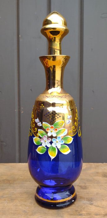 COBALT BLUE BOHEMIAN GLASS DECANTER