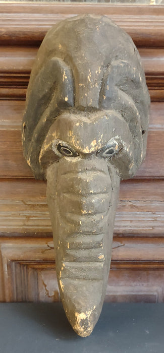 CARVED WOOD ELEPHANT MASK