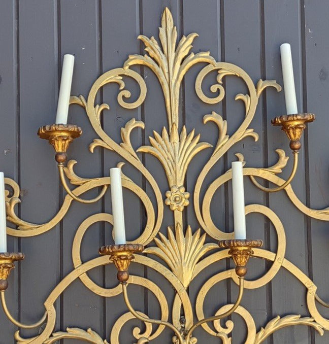 LARGE GILT METAL WALL SCONCE