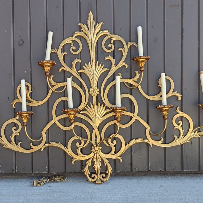 LARGE GILT METAL WALL SCONCE