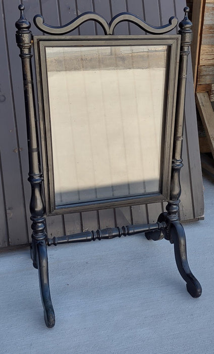 EBONIZED EDWARDIAN FIRE SCREEN WITH GLASS DISPLAY AREA, SUMMER FRONT