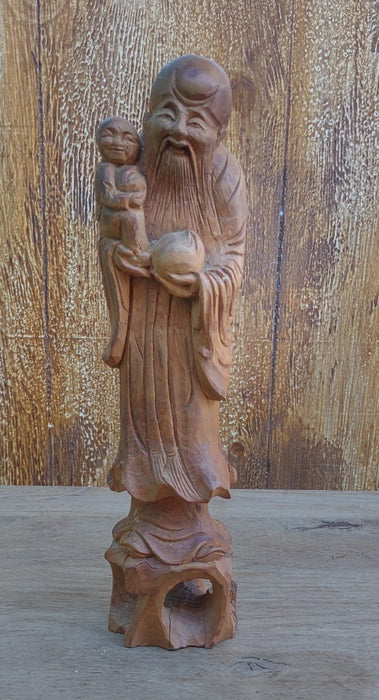 CHINESE WOOD IMMORTAL STATUE