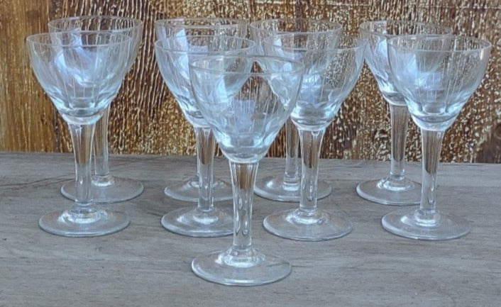 SET OF 8 STEMED CRYSTAL SHERRY GLASSES