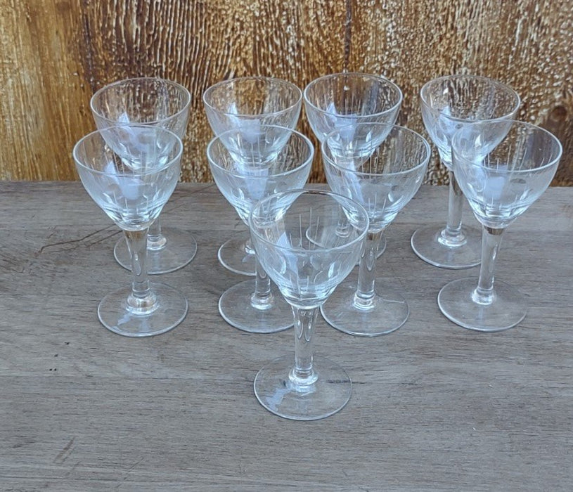 SET OF 8 STEMED CRYSTAL SHERRY GLASSES