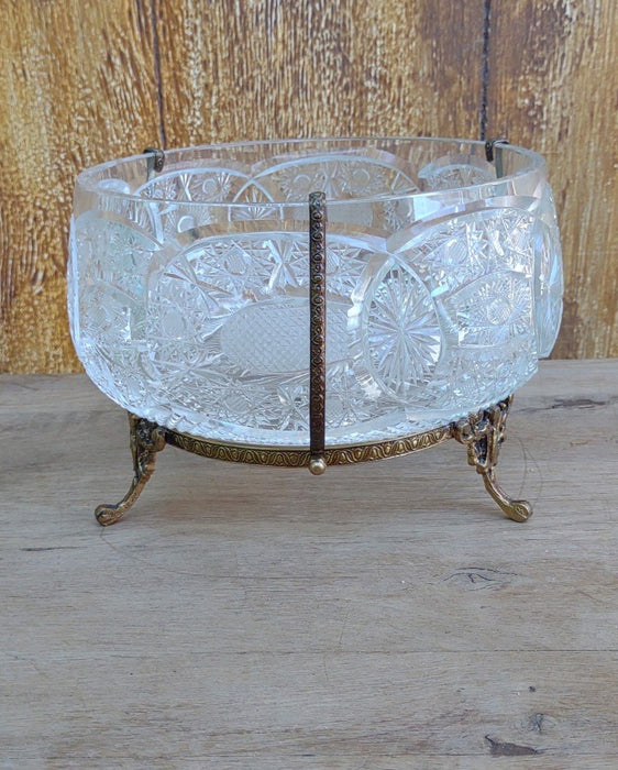 CRYSTAL BOWL WITH BRONZE FEET