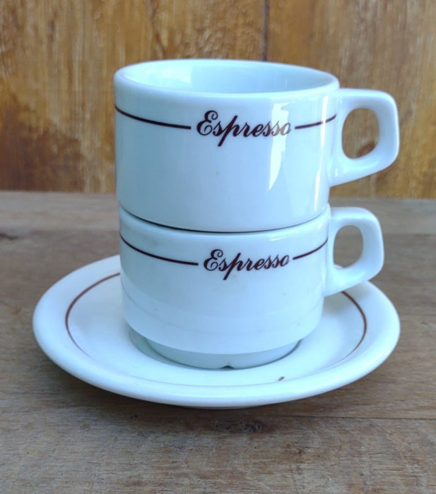 2 DEMITASSE CUPS WITH ONE SAUCER