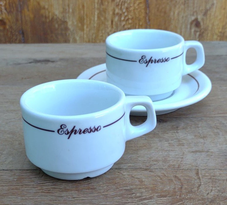 2 DEMITASSE CUPS WITH ONE SAUCER