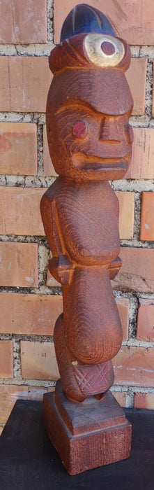 WOOD TRIBAL STATUE OF BIG BELLY MAN