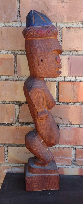 WOOD TRIBAL STATUE OF BIG BELLY MAN