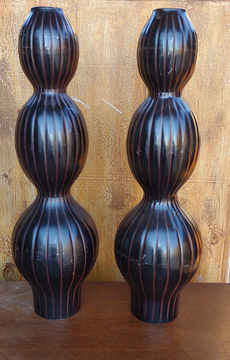 PAIR OF METAL GOURD STYLE VASES