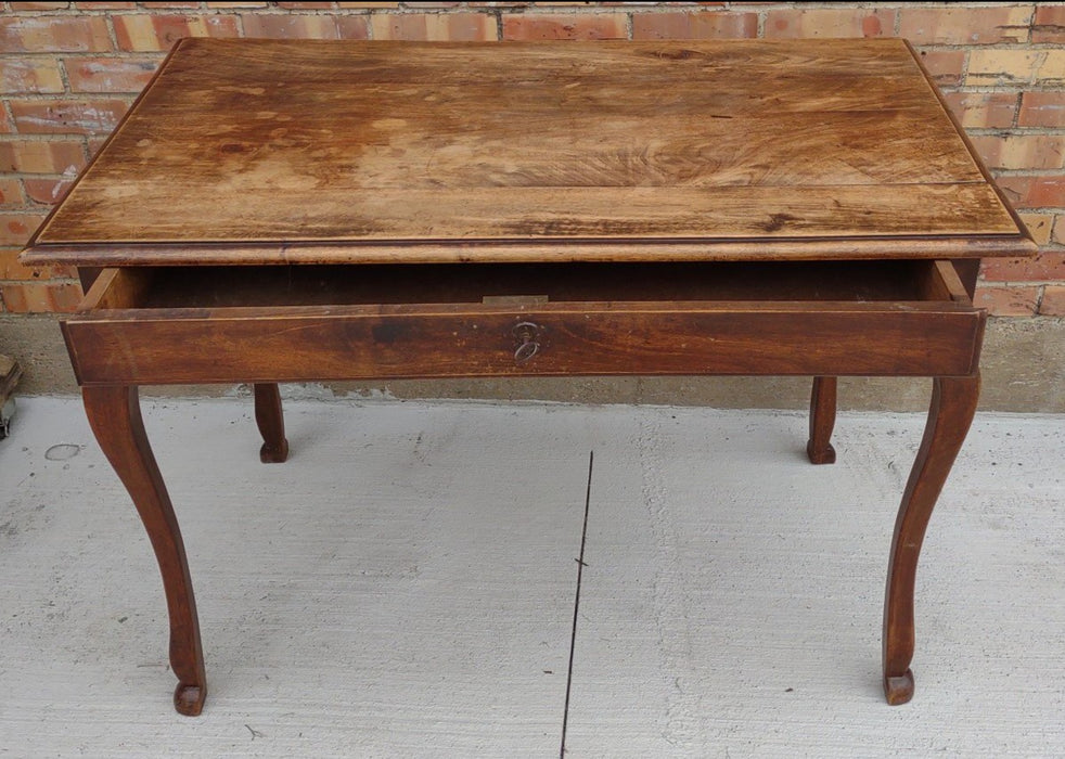 SMALL COUNTRY FRENCH WALNUT WRITING TABLE WITH DRAWER