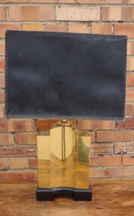 VINTAGE BRASS LAMP WITH AS FOUND BLACK SHADE