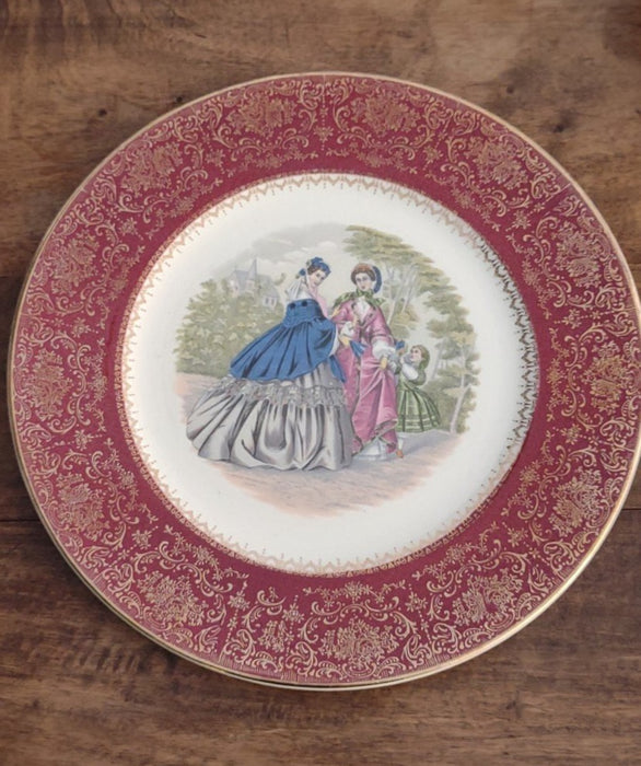 SALEM CHINA LADIES PLATE WITH RED BORDER