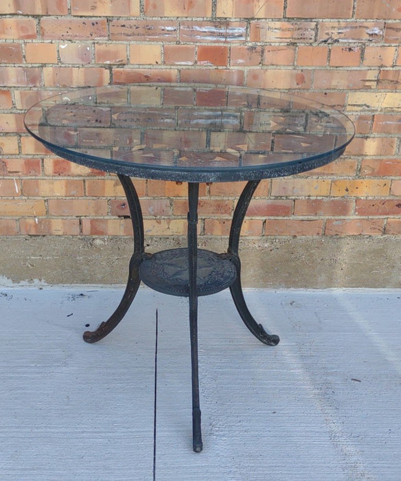 ALUMINUM GLASS TOP PATIO TABLE WITH TWO TEXAS STAR CHAIRS
