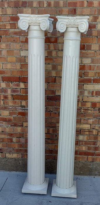 PAIR OF HEAVY COMPOSITE COLUMNS WITH CAPITALS