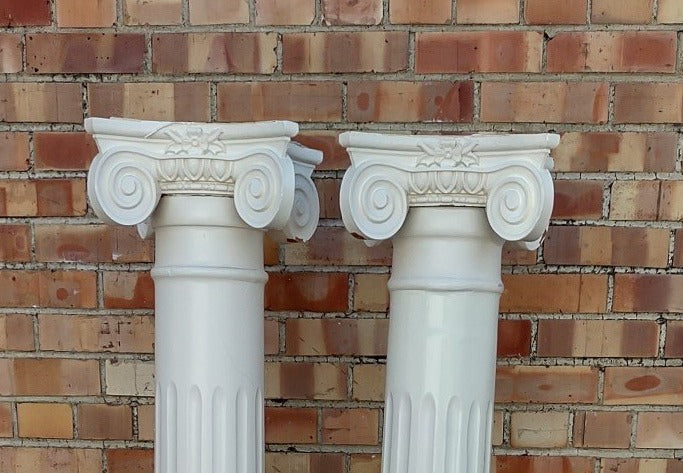 PAIR OF HEAVY COMPOSITE COLUMNS WITH CAPITALS