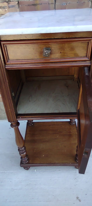 MAHOGANY MARBLE TOP NIGHT STAND