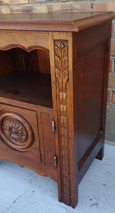 ROSETTE CARVED OAK SIDE CABINET