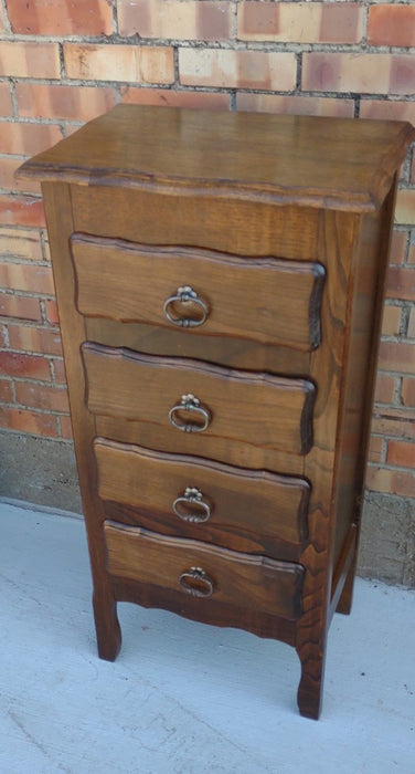 TALL FRENCH OAK 4 DRAWER SIDE CHEST