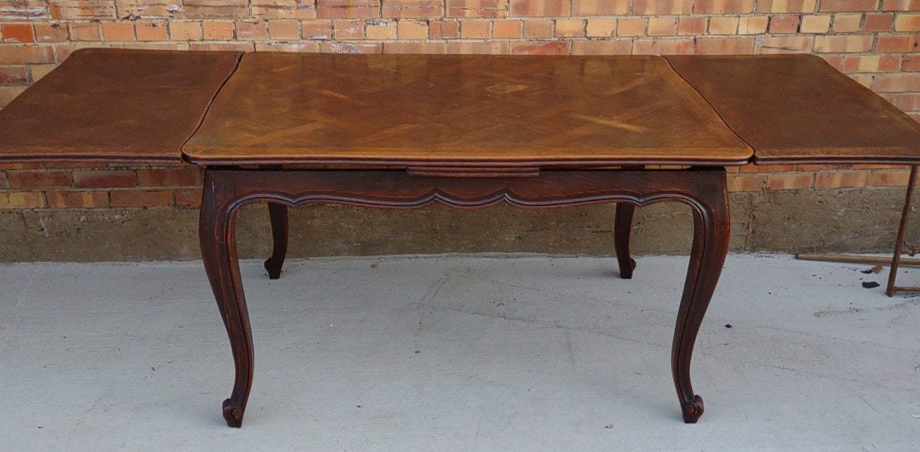 LOUIS XV OAK PARQUETRY DRAWLEAF TABLE