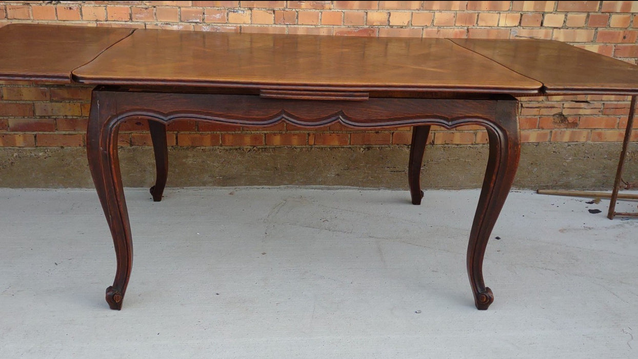 LOUIS XV OAK PARQUETRY DRAWLEAF TABLE