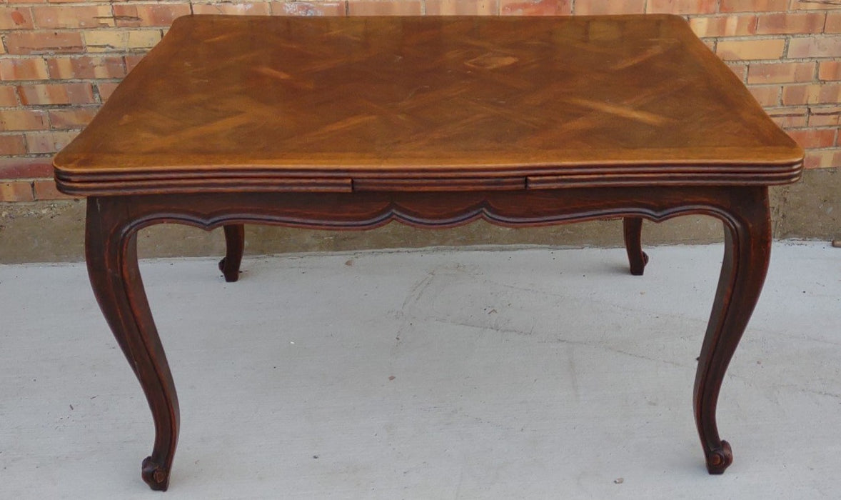 LOUIS XV OAK PARQUETRY DRAWLEAF TABLE