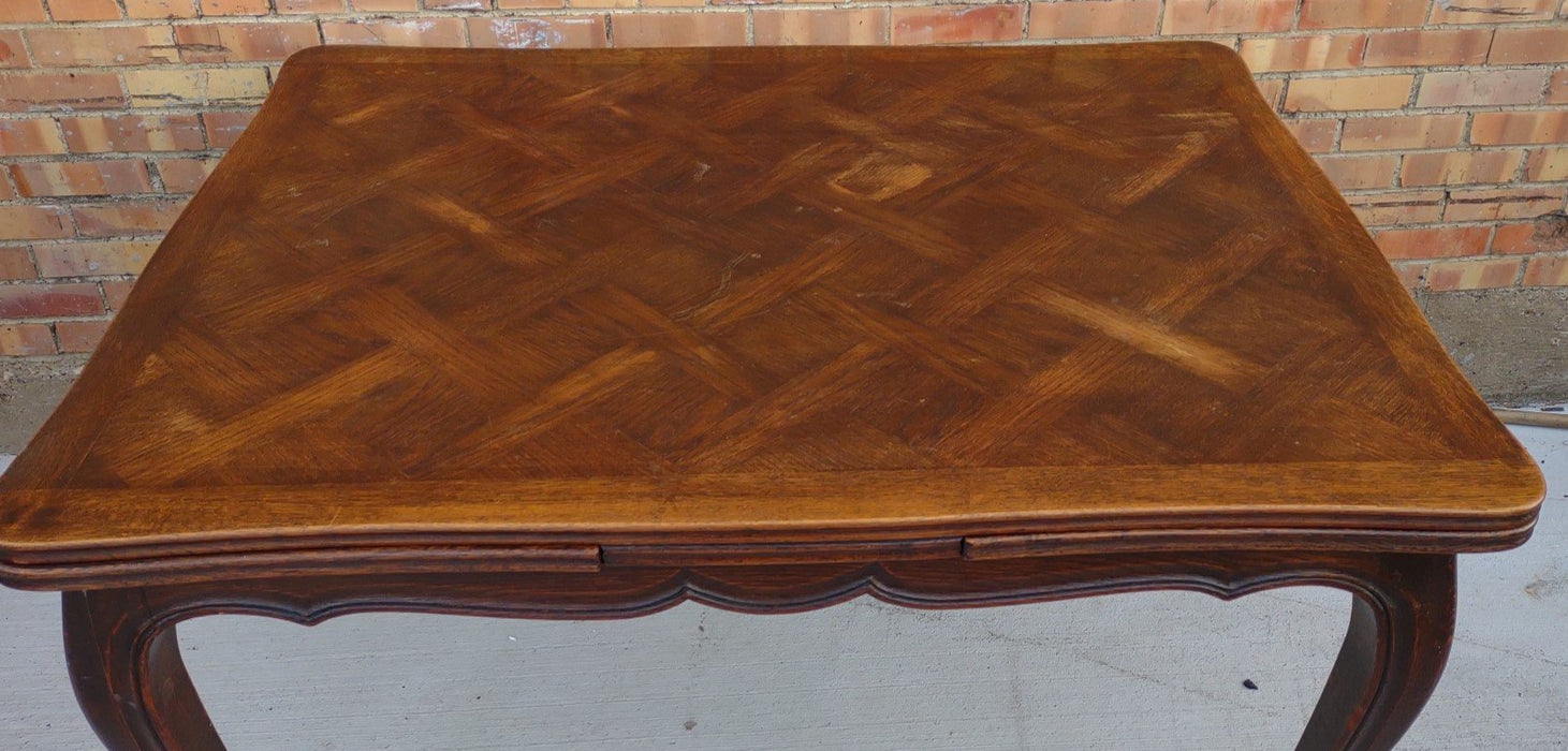 LOUIS XV OAK PARQUETRY DRAWLEAF TABLE