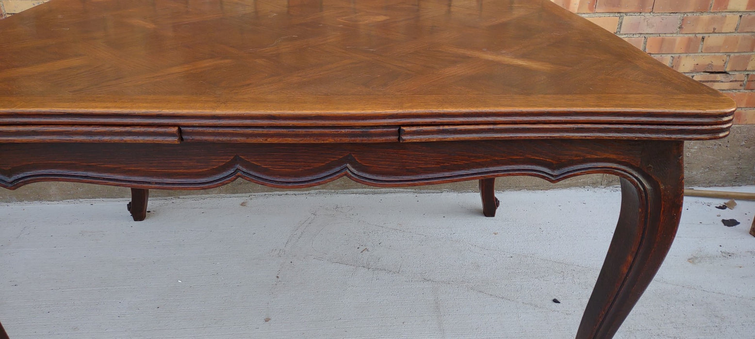 LOUIS XV OAK PARQUETRY DRAWLEAF TABLE