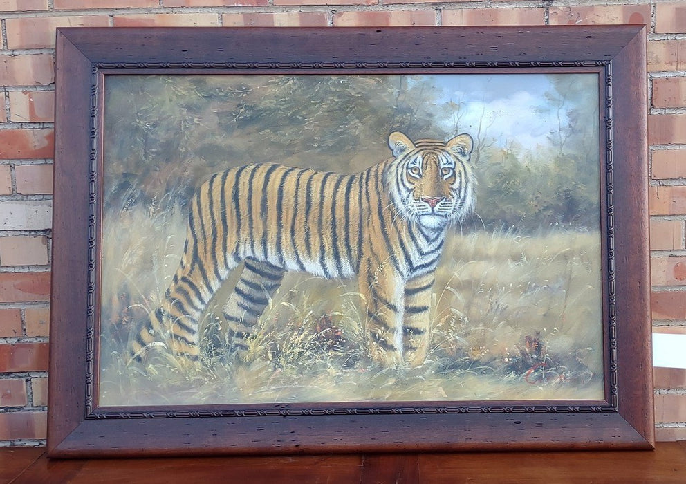 OIL PAINTING OF TIGER -SIGNED