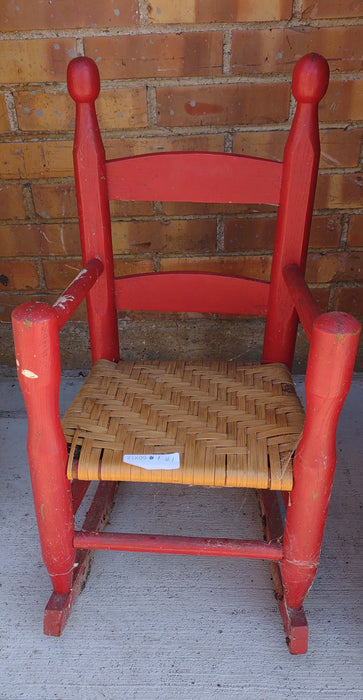 CHILD'S RED RUSH SEAT ROCKER