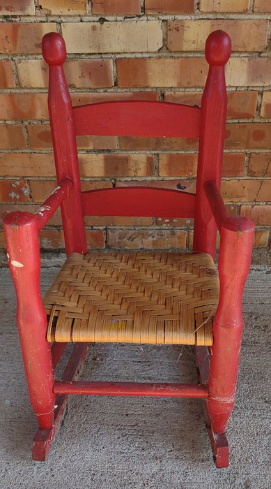 CHILD'S RED RUSH SEAT ROCKER