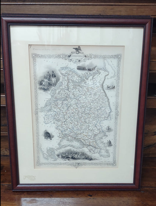 FRAMED AND ILLUSTRATED MAP OF RUSSIA AND EUROPE