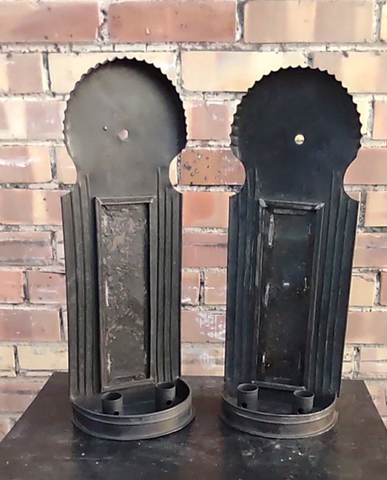 PAIR OF OLD TIN CANDLE SCONCES
