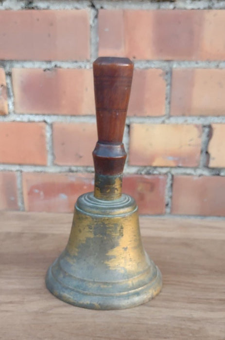 SMALL BRASS BELL WITH WOOD HANDLE