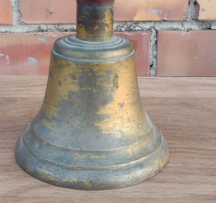 SMALL BRASS BELL WITH WOOD HANDLE