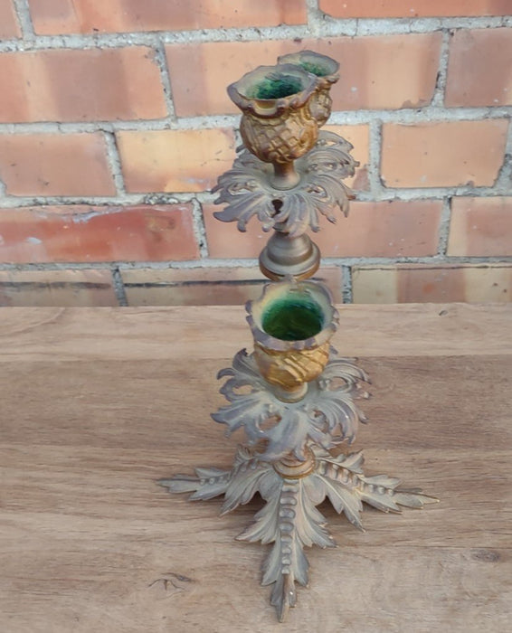 PAIR OF BRASS CANDLEABRAS