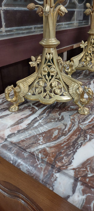 PAIR OF ORNATE BRASS  CANDLEABRAS