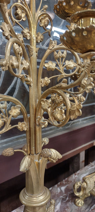 PAIR OF ORNATE BRASS  CANDLEABRAS