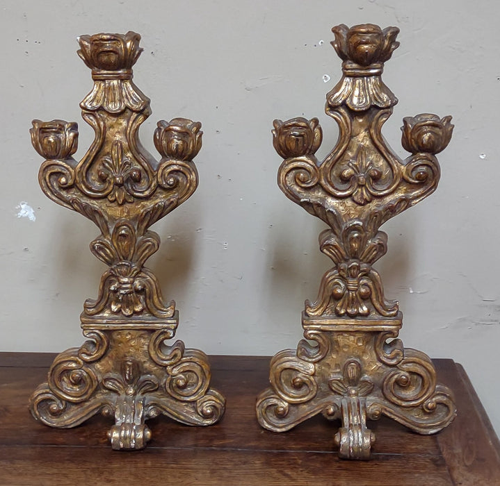 PAIR OF NOT OLD GOLD CANDLEABRAS